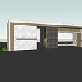 Modern Entrance Gate With Glass Panels Sleek Design And Greenery Surroundings