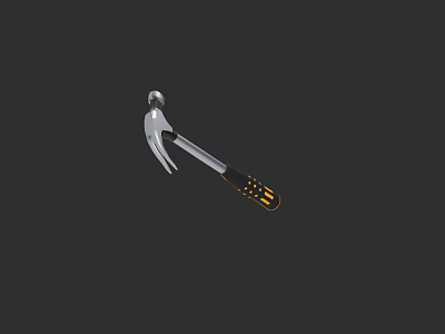 Practical Claw Hammer Essential Hardware Tool With Silver Head Black And Yellow Grip 3d model