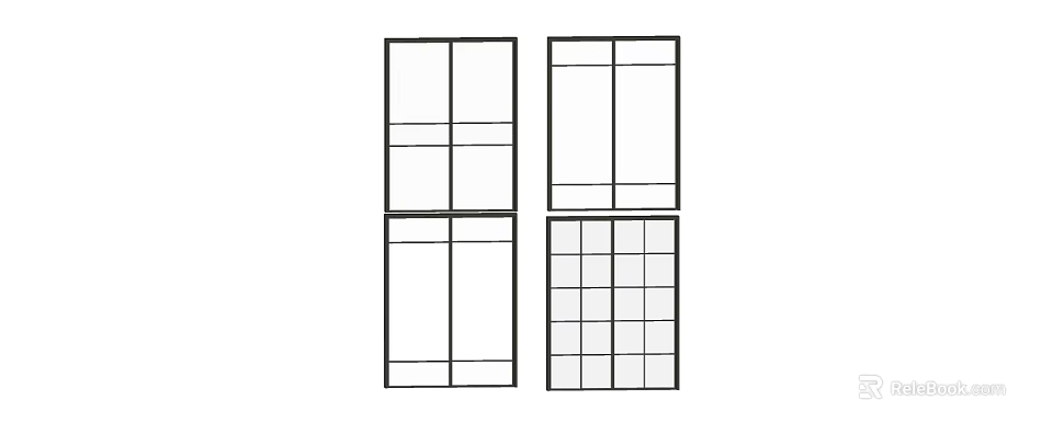 Sliding Doors With Various Panel Styles And Grid Patterns For Home Interiors 3d model