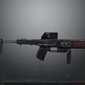 Futuristic Sci Fi Gun Design With Metallic Body Red Accents And Scope