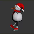 Two Snowmen Ice Skating With Santa Hats Red Scarves Gloves And Shoes