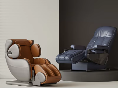 Modern Leather Massage Chairs Brown Gray And Navy Blue Ergonomic Design 3d model
