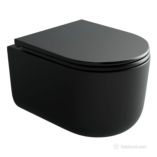 Modern Black Wall Mounted Toilet with Sleek Design and Clean Lines 3d model 