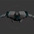 Silver Armor With Turquoise Accents Shoulder Plates Leg Guards Boots And Dark Pants