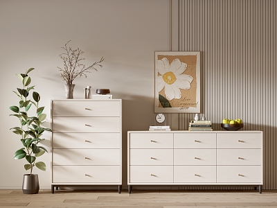 Cream Style Cabinet Whole Cabinet Sideboard Cabinet Balcony Cabinet Locker Entrance Cabinet 3d model