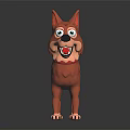 Cute Brown 3D Dog Model With Red Collar In Standing Pose 3d model