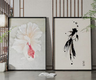 New Chinese Animal Painting Decorative Hanging Painting Combination 3d model