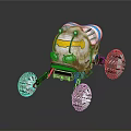 Terrain Exploration With Robotic Rover Featuring Large Treaded Wheels And Sturdy Structure 3d model