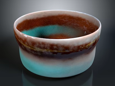 Realistic Style Bowl Ceramic Bowl Dark Bowl Round Bowl Container 3d model