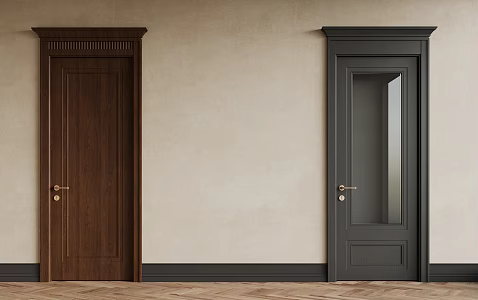 French Middle Style Single Door Middle Style Bedroom Door 3d model