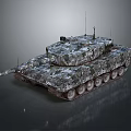 Military Armored Vehicle Tank With Camouflage Pattern Long Cannon And Heavy Tracks