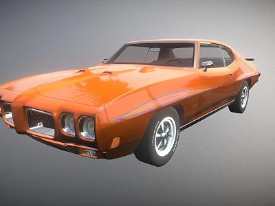 Orange Vintage Muscle Car Showcasing Classic Stylish Two Door Sleek Body Design 3d model