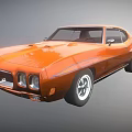 Orange Vintage Muscle Car Showcasing Classic Stylish Two Door Sleek Body Design