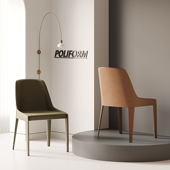 POLIFORM Dining Chair Combination Single Chair Leather Leisure Chair 3d model