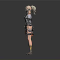 Detailed 3D Character Model With Yellow Brown Outfit Goggles Backpack And Weapon
