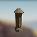 Elegant Classical Stone Pillar With Conical Top For Outdoor Garden Decoration
