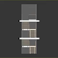 Modern Layered Stairs Model With Wooden Steps And Transparent Materials On Beige Base