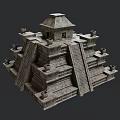 Ancient Stone Pyramid Architecture With Multi Tiered Stairs And Intricate Carved Details