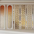 Elegant Modern Room Partition With Patterned Glass Panels And Metallic Frame Design