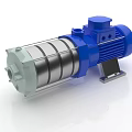 Industrial Blue Silver Cylindrical Pump Equipment With Electric Motor And Mounting Base