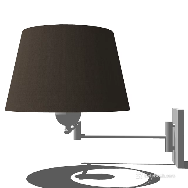 Modern Stylish Wall Lamp Featuring Black Fabric Shade And Adjustable Metal Arm 3d model 