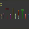 Various Medieval Weapons Displayed on Dark Background With Metallic And Wooden Handles Showing Shiny Reflections