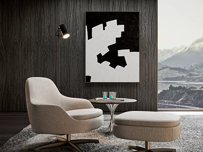 Cozy Living Room With Modern Accent Chair Ottoman And Side Table 3d model