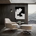 Cozy Living Room With Modern Accent Chair Ottoman And Side Table