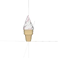 Creamy White Ice Cream In Brown Waffle Cone With Black Sprinkles On Pink Background