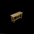 Tech Exhibition Hall Featuring Golden Decorative Table With Ornate Carvings And Intricate Designs