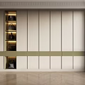 Modern Beige Wardrobe With Vertical Panels Left Open Shelves Lighting And Green Accent Strip
