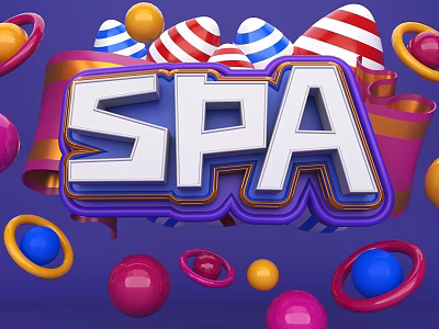 Vibrant 3D SPA Decorative Design with Colorful Balls and Striped Elements 3d model