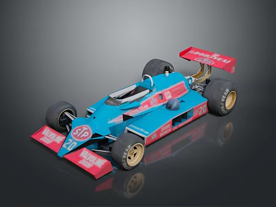 Number 36 Blue Red Vintage Racing Car Model With Marlboro Logo And Gold Wheels 3d model