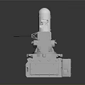 Military Weapon Turret System with Cylindrical Top and Square Base Structure 3d model