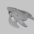 Futuristic Gray Spaceship With Sleek Metallic Body Glowing Lights And Aerodynamic Design