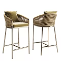 Modern Luxury Bar Stools With Black Leather Upholstery And Metal Frame Design