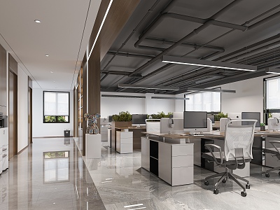 modern public office area office area 3d model