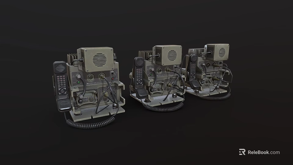 Three Vintage Telephones Retro Wired Design With Rotary Dial And Coiled Cables 3d model 