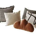 Checkered Ruffle Beige Gray Black Line Pattern Brown Cloud Shaped Decorative Throw Pillows