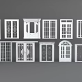 White Exterior Doors With Various Styles Featuring Window Panes And Decorative Details
