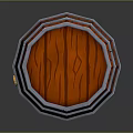 Red Wooden Barrel 3D Model with Gray Metal Hoops and Wooden Staves