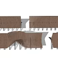 Modern Wooden Slatted Landscape Seating With Metal Legs For Outdoor Public Areas