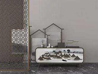 New Chinese Side Cabinet 3d model