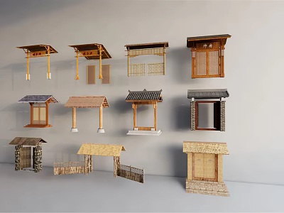New Chinese Style Gate Village Gate 3d model
