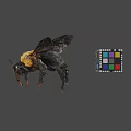 Bumblebee With Yellow Thorax And Colorful Rubik's Cube