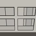 Black Framed Glass Windows Arranged In Two Rows Two Columns On White Wall 3d model