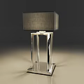 Modern Floor Lamp With Metal Frame Square Base And Fabric Lampshade