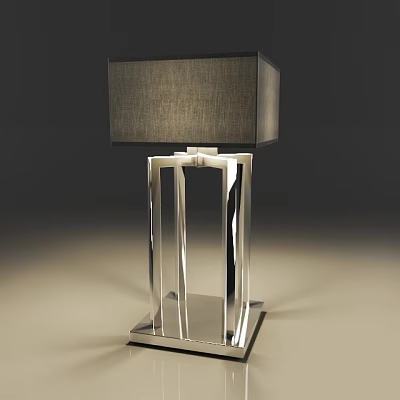 Modern Floor Lamp With Metal Frame Square Base And Fabric Lampshade 3d model