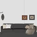Mid-ancient style three-person sofa 3d model