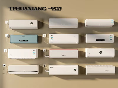 TPHUAXIANG 9527 Air Conditioner Fans With Multiple Styles And Colors On Wall 3d model
